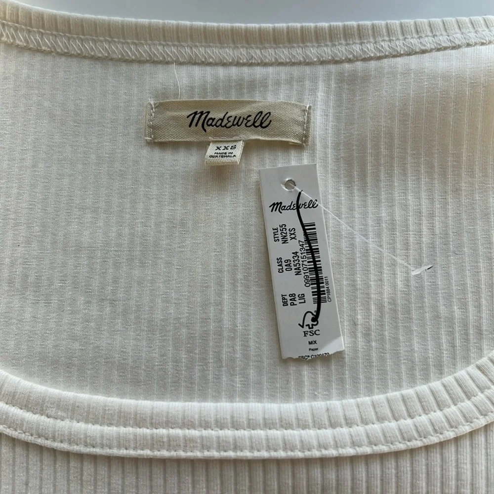 Madewell Cream Ribbed Long Sleeve Crop Top XXS NWT